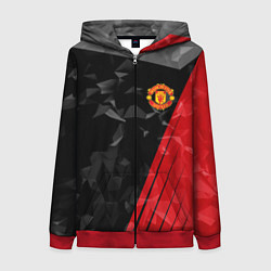 Толстовка на молнии женская FC Manchester United: Abstract, цвет: 3D-красный