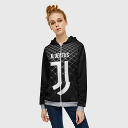 Толстовка на молнии женская FC Juventus: Black Lines, цвет: 3D-меланж — фото 2