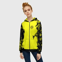 Толстовка на молнии женская FC Borussia Dortmund: Yellow Original, цвет: 3D-черный — фото 2