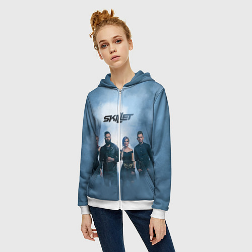 Женская толстовка на молнии Skillet: Smoke / 3D-Белый – фото 3