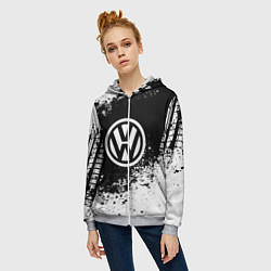 Толстовка на молнии женская Volkswagen: Black Spray, цвет: 3D-меланж — фото 2
