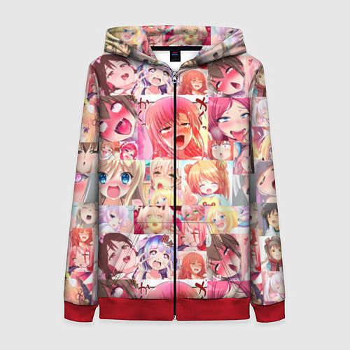 Женская толстовка на молнии Ahegao / 3D-Красный – фото 1