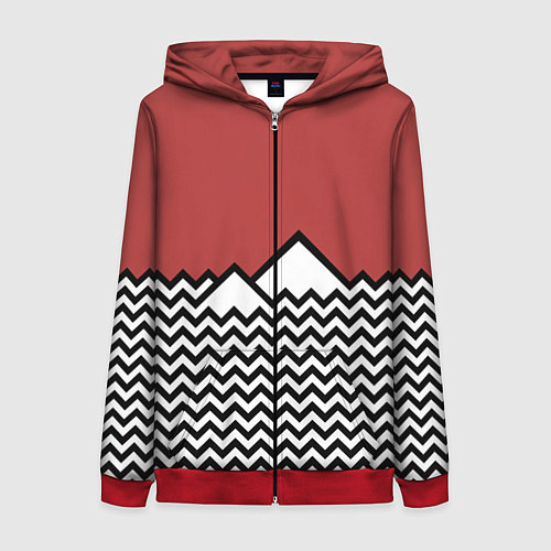 Женская толстовка на молнии Горы Твин Пикс / 3D-Красный – фото 1