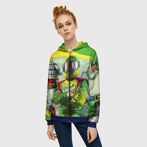 Женская толстовка на молнии GTA V: Online Racer / 3D-Синий – фото 3