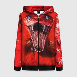 Толстовка на молнии женская Red Snake, цвет: 3D-черный