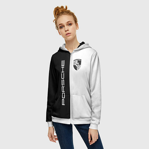 Женская толстовка на молнии Porsche Design / 3D-Белый – фото 3