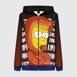 Толстовка на молнии женская Bart: Thug Life, цвет: 3D-синий