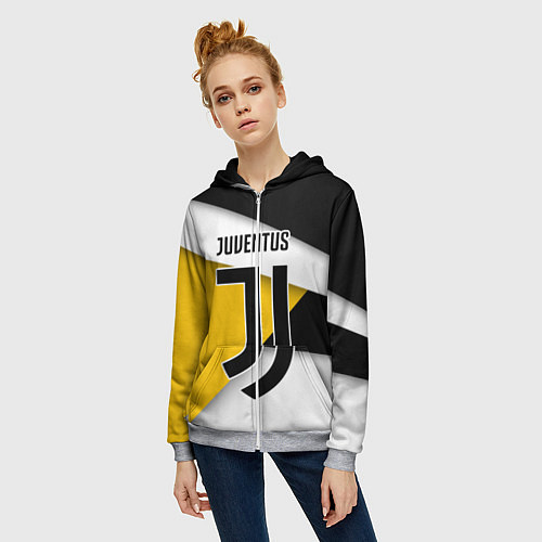 Женская толстовка на молнии FC Juventus / 3D-Меланж – фото 3