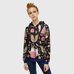 Толстовка на молнии женская Лесные друзья, цвет: 3D-синий — фото 2