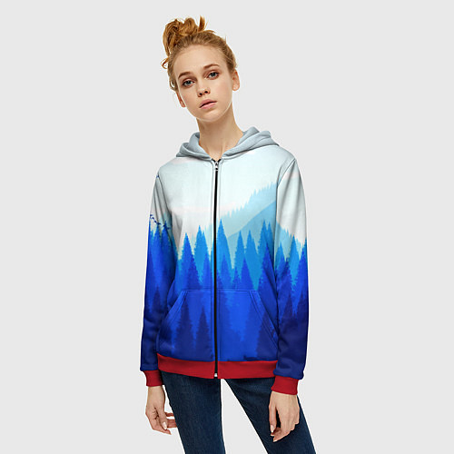 Женская толстовка на молнии Firewatch: Cold Wood / 3D-Красный – фото 3