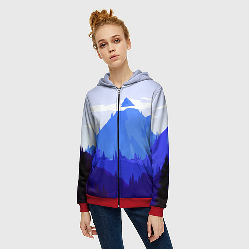 Женская толстовка на молнии Firewatch: Cold Mountain / 3D-Красный – фото 3