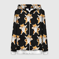 Толстовка на молнии женская Foxes Dab, цвет: 3D-белый