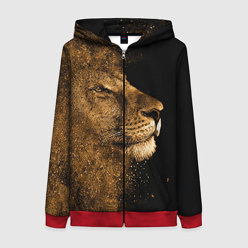 Женская толстовка на молнии Песчаный лев / 3D-Красный – фото 1
