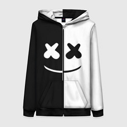 Женская толстовка на молнии Marshmello: Black & White