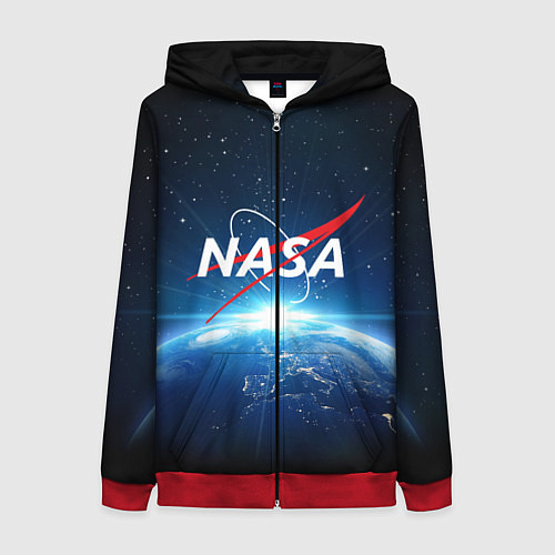 Женская толстовка на молнии NASA: Sunrise Earth / 3D-Красный – фото 1