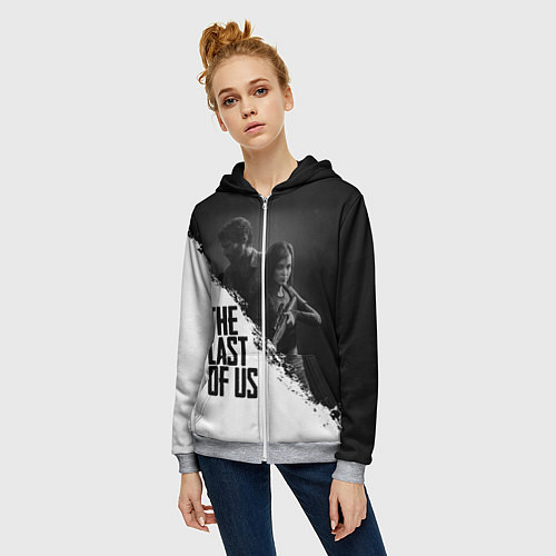 Женская толстовка на молнии The Last of Us: White & Black / 3D-Меланж – фото 3