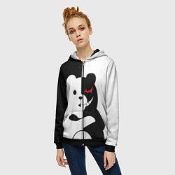 Толстовка на молнии женская Monokuma Drae, цвет: 3D-черный — фото 2