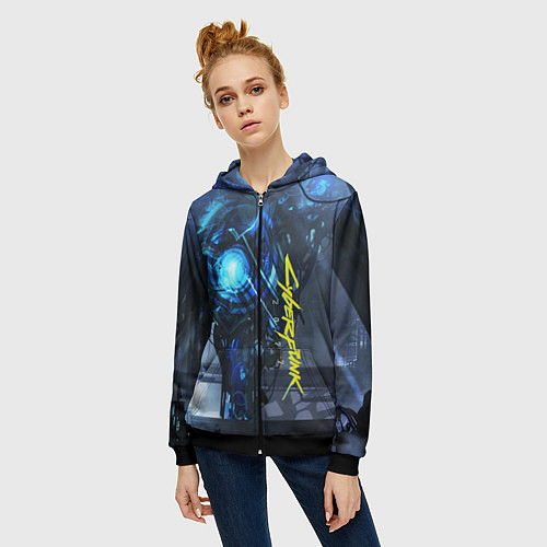 Женская толстовка на молнии Cyberpunk 2077 / 3D-Черный – фото 3