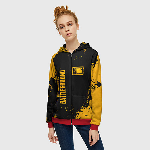 Женская толстовка на молнии PUBG: Black Fashion / 3D-Красный – фото 3