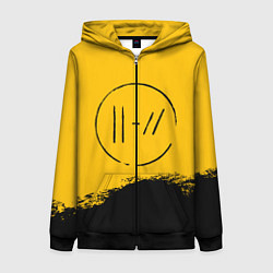 Толстовка на молнии женская 21 Pilots: Yellow Logo, цвет: 3D-черный