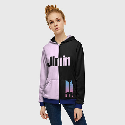 Женская толстовка на молнии BTS Jimin / 3D-Синий – фото 3