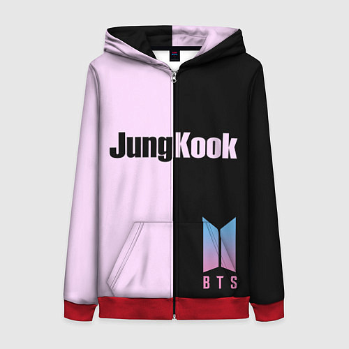 Женская толстовка на молнии BTS Jung Kook / 3D-Красный – фото 1