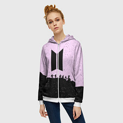 Толстовка на молнии женская Bangtan Boys, цвет: 3D-белый — фото 2