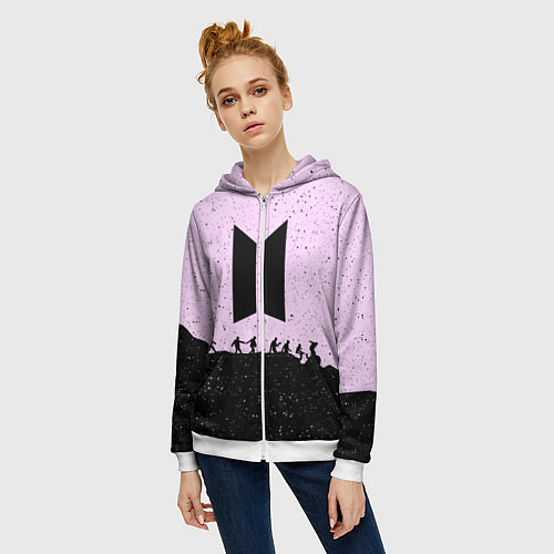 Женская толстовка на молнии Bangtan Boys / 3D-Белый – фото 3