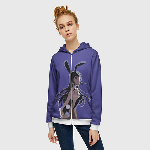 Женская толстовка на молнии Senpai Girl / 3D-Белый – фото 3