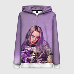 Толстовка на молнии женская Billie Eilish: Violet Fashion, цвет: 3D-белый