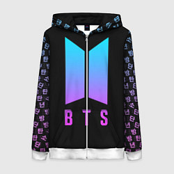 Толстовка на молнии женская BTS: Neon Night, цвет: 3D-белый