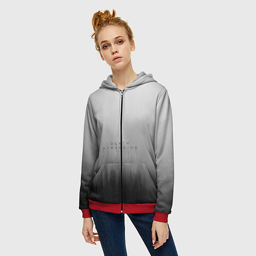 Женская толстовка на молнии Death Stranding Лес / 3D-Красный – фото 3