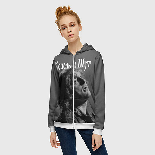 Женская толстовка на молнии Король и Шут / 3D-Белый – фото 3