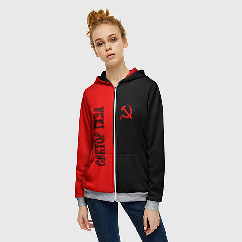 Женская толстовка на молнии Сектор Газа / 3D-Меланж – фото 3