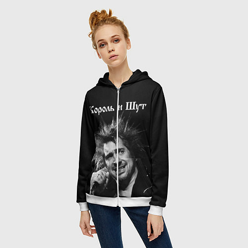 Женская толстовка на молнии Король и Шут / 3D-Белый – фото 3