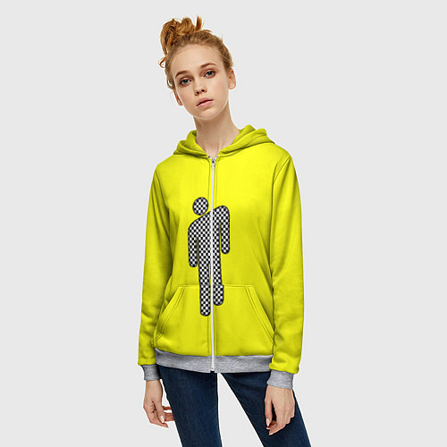 Женская толстовка на молнии Billie Eilish: Grid Manikin / 3D-Меланж – фото 3