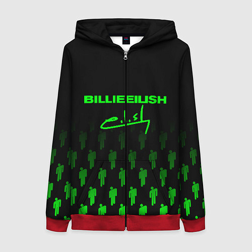 Женская толстовка на молнии Billie Eilish: Green & Black Autograph / 3D-Красный – фото 1