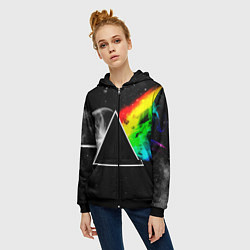 Толстовка на молнии женская PINK FLOYD, цвет: 3D-черный — фото 2