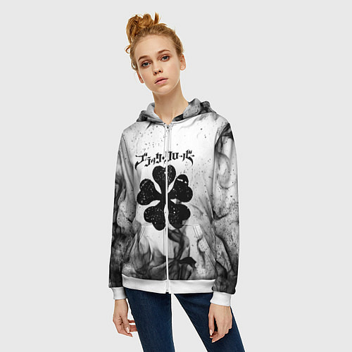 Женская толстовка на молнии ЧЁРНЫЙ КЛЕВЕР / 3D-Белый – фото 3