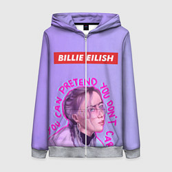 Толстовка на молнии женская Billie Eilish, цвет: 3D-меланж