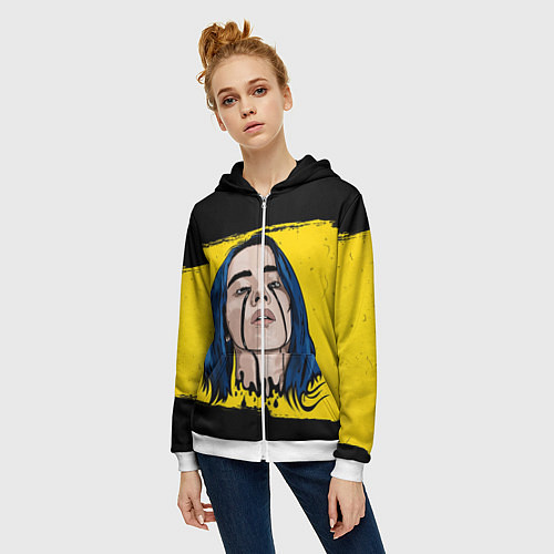 Женская толстовка на молнии Billie Eilish / 3D-Белый – фото 3