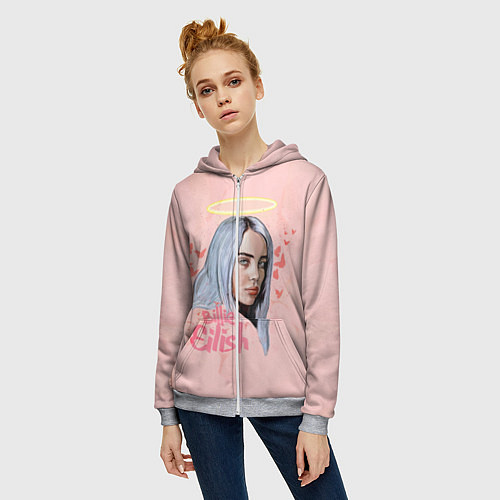 Женская толстовка на молнии Billie Eilish / 3D-Меланж – фото 3