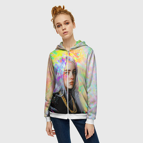 Женская толстовка на молнии Billie Eilish / 3D-Белый – фото 3