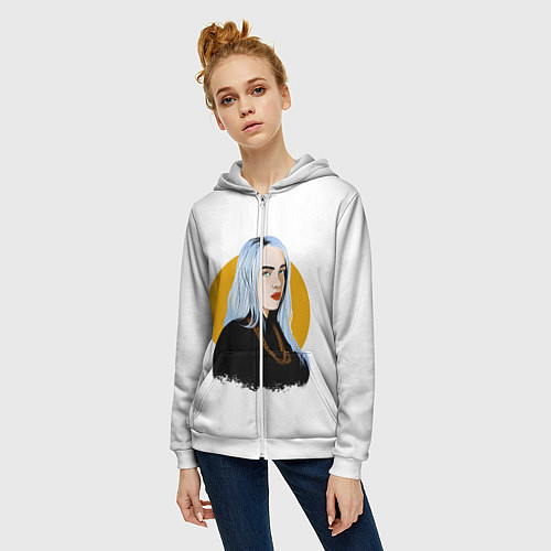 Женская толстовка на молнии Billie Eilish / 3D-Белый – фото 3