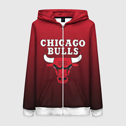 Толстовка на молнии женская CHICAGO BULLS, цвет: 3D-белый