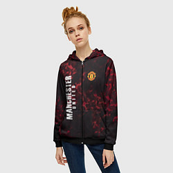 Толстовка на молнии женская Manchester United, цвет: 3D-черный — фото 2