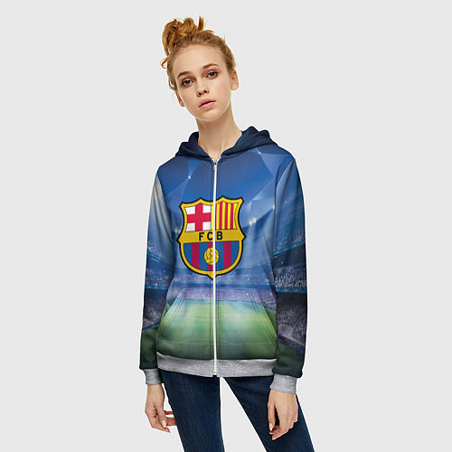 Женская толстовка на молнии FC Barcelona / 3D-Меланж – фото 3