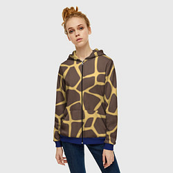 Толстовка на молнии женская Окрас жирафа, цвет: 3D-синий — фото 2
