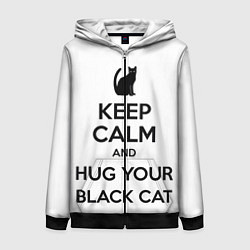Толстовка на молнии женская Обними своего черного кота цвета 3D-черный — фото 1