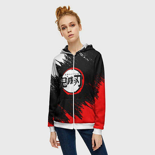 Женская толстовка на молнии KIMETSU NO YAIBA / 3D-Белый – фото 3